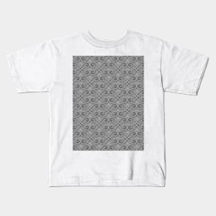 Grey textured vector tiles spiral pattern Kids T-Shirt